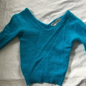 Bright blue rabbit fur sweater
